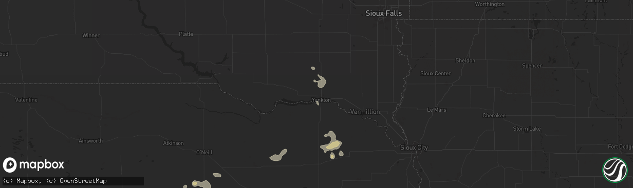 Hail map in Yankton, SD on July 19, 2024