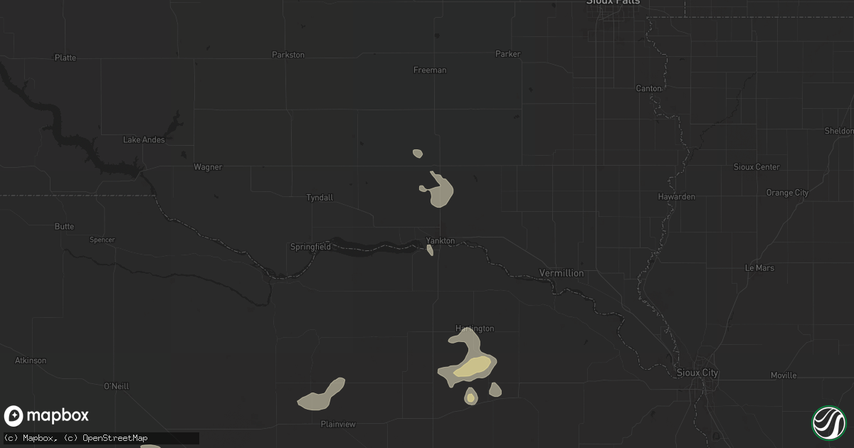 Hail map in Yankton, SD on July 19, 2024