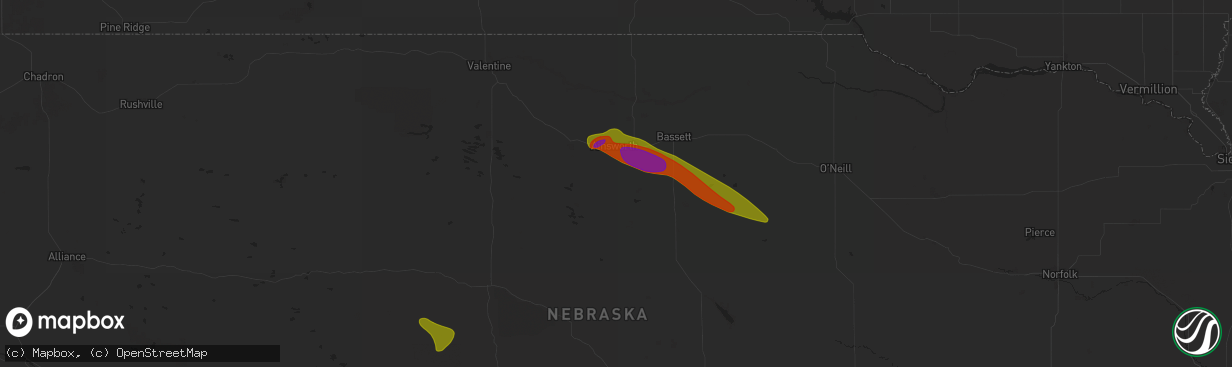 Hail map in Ainsworth, NE on July 19, 2025