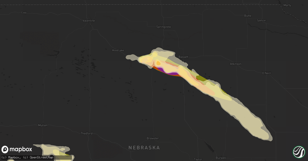 Hail map in Ainsworth, NE on July 19, 2025