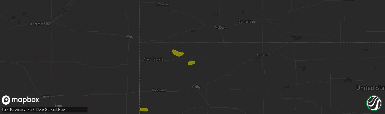 Hail map in Atwood, KS on July 19, 2025