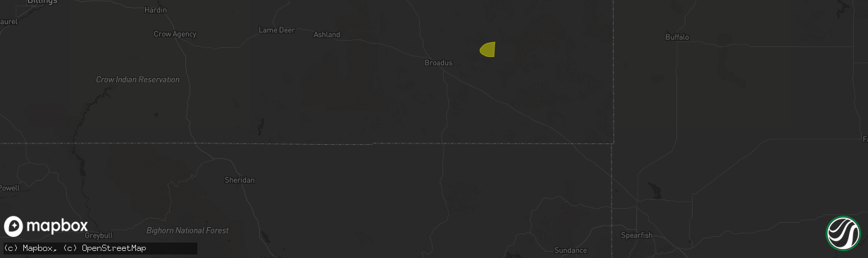 Hail map in Biddle, MT on July 19, 2025