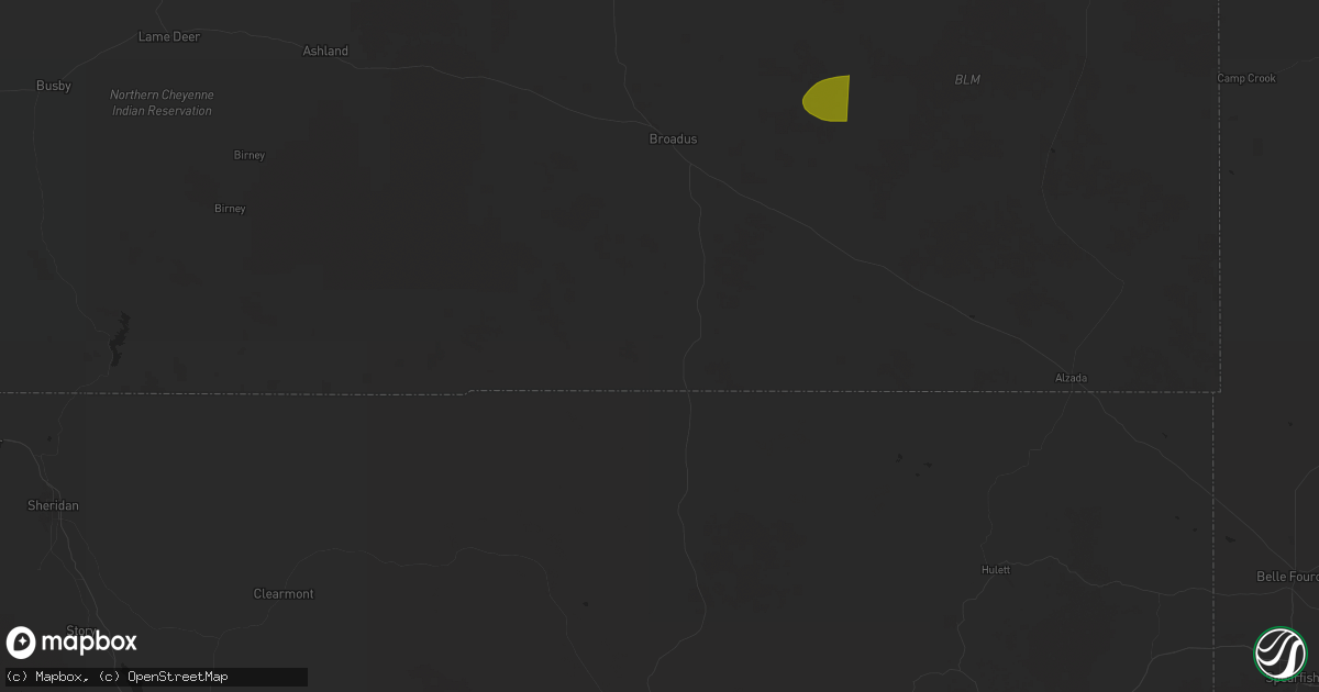 Hail map in Biddle, MT on July 19, 2025