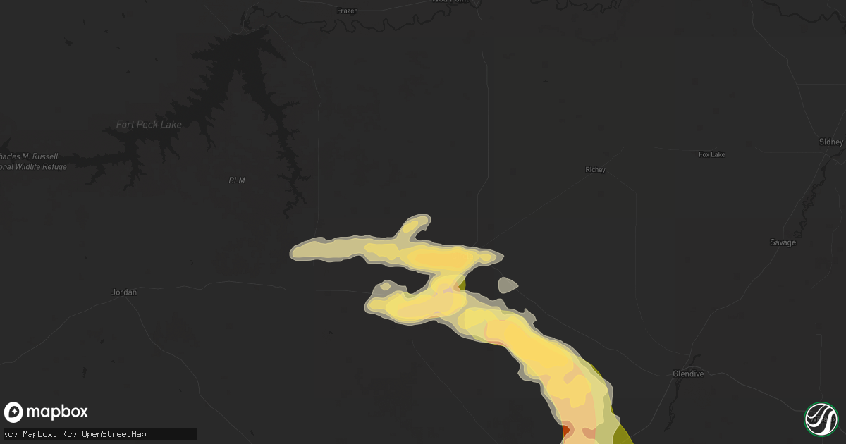 Hail map in Circle, MT on July 19, 2025