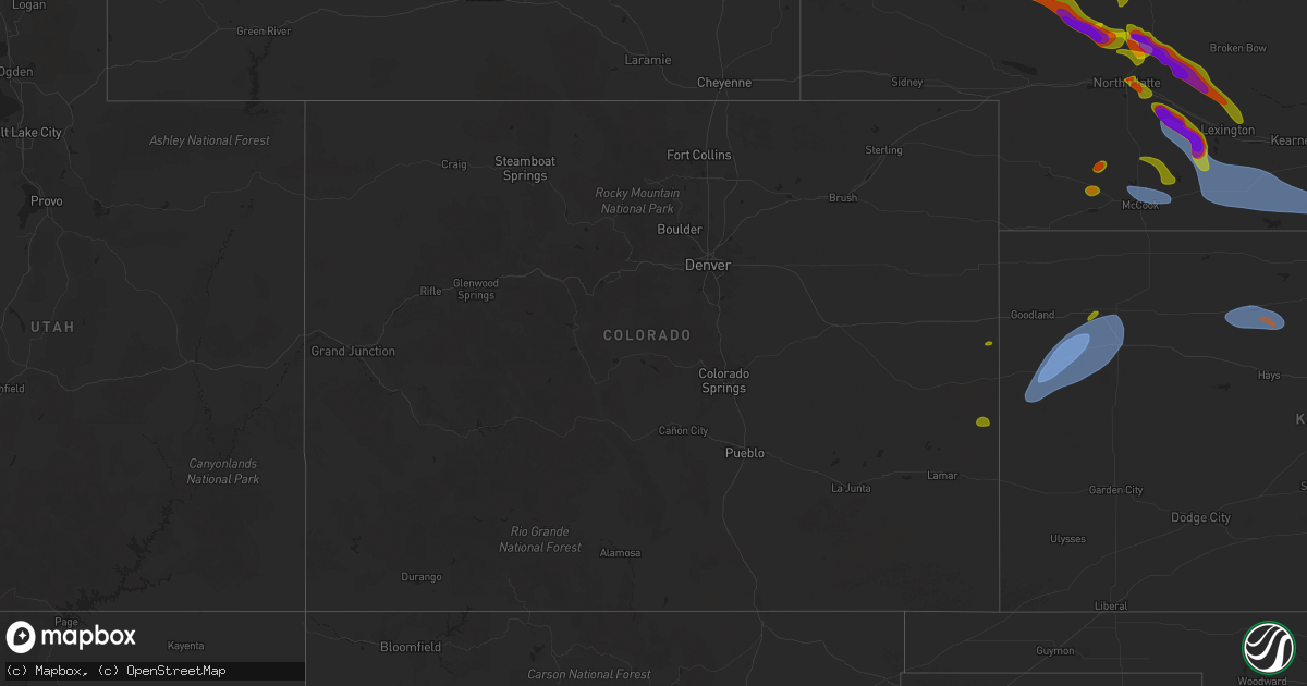 Hail map in Colorado on July 19, 2025