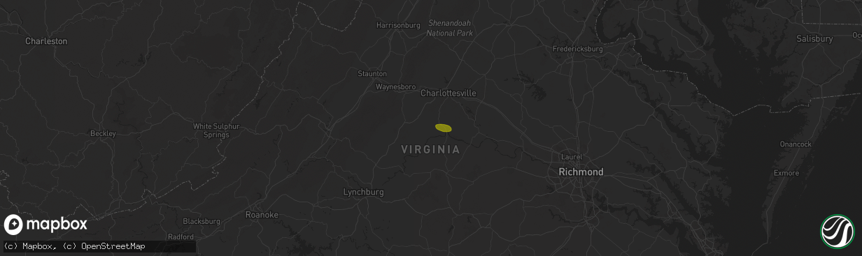 Hail map in Esmont, VA on July 19, 2025