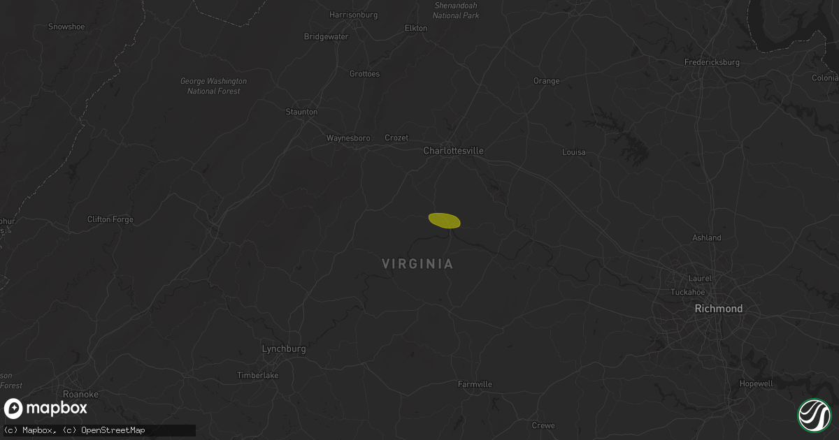 Hail map in Esmont, VA on July 19, 2025