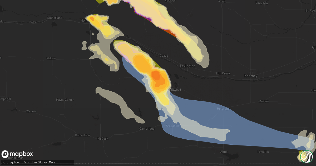 Hail map in Eustis, NE on July 19, 2025