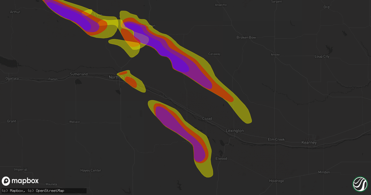 Hail map in Gothenburg, NE on July 19, 2025
