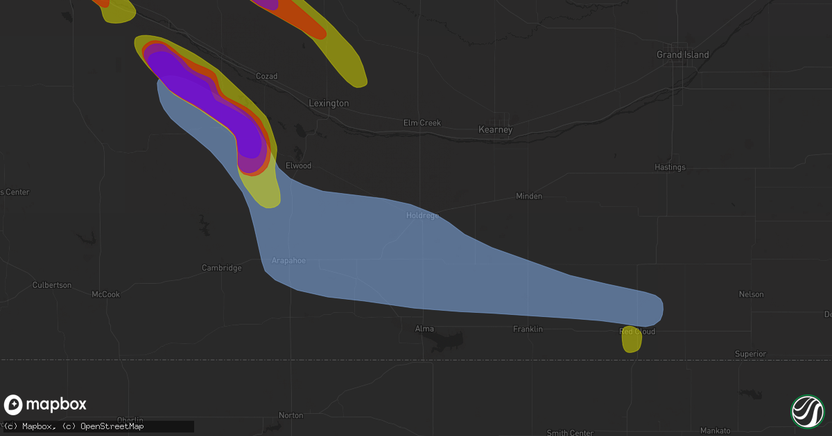 Hail map in Holdrege, NE on July 19, 2025