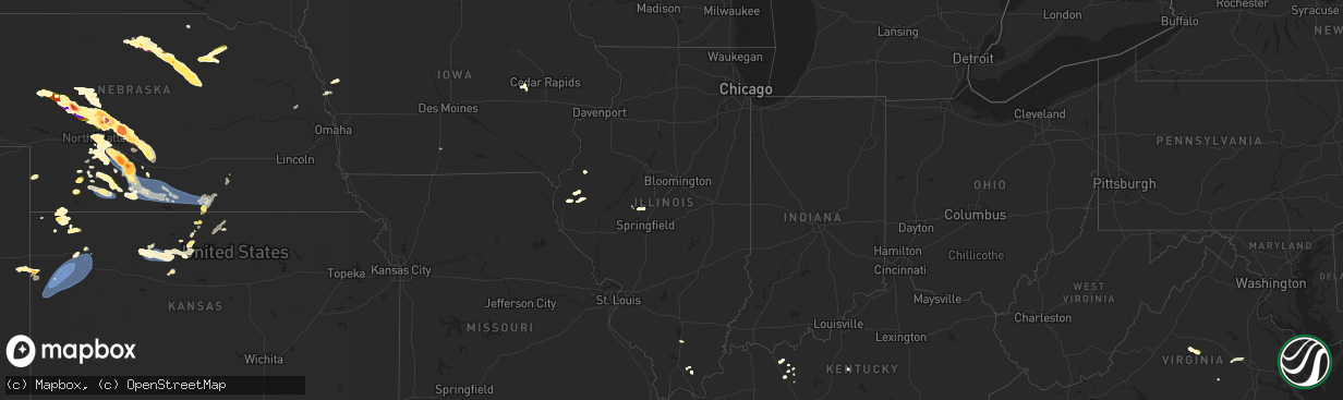 Hail map in Illinois on July 19, 2025
