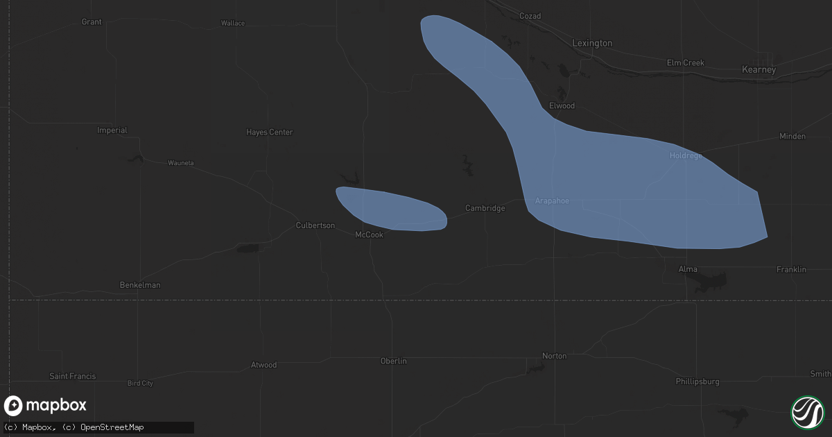 Hail map in Indianola, NE on July 19, 2025