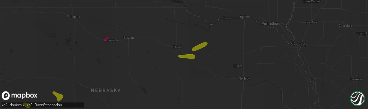 Hail map in Inman, NE on July 19, 2025