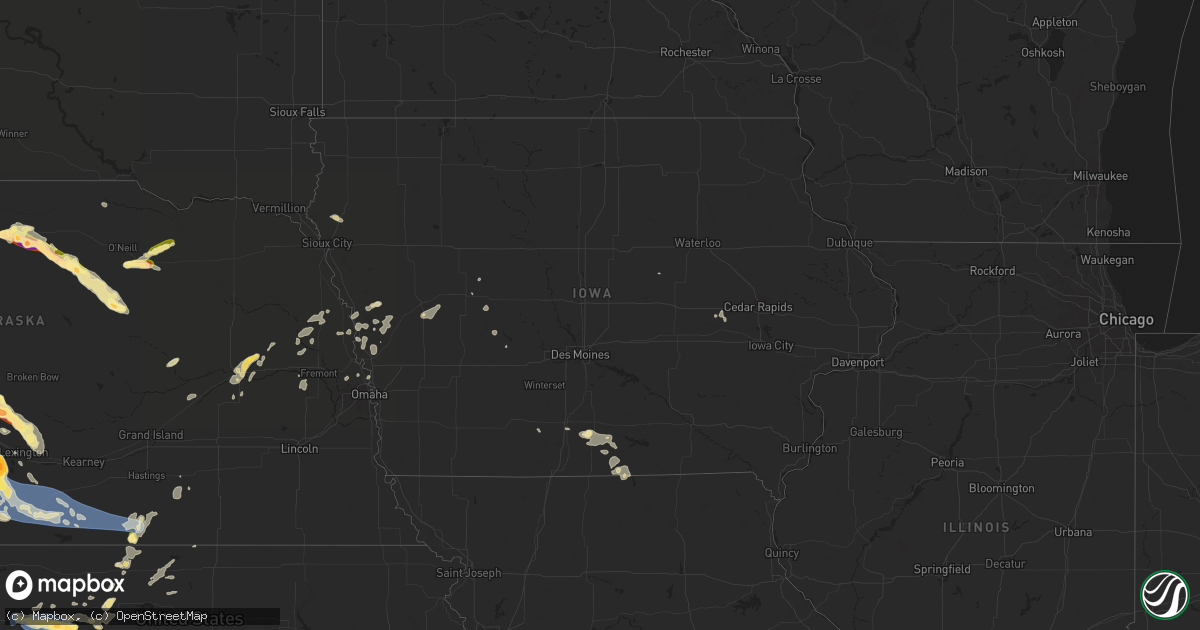 Hail map in Iowa on July 19, 2025