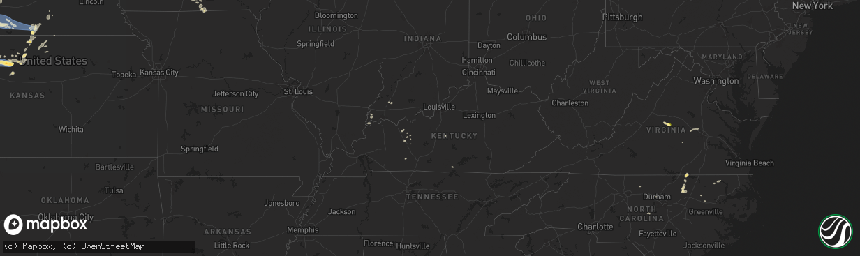 Hail map in Kentucky on July 19, 2025