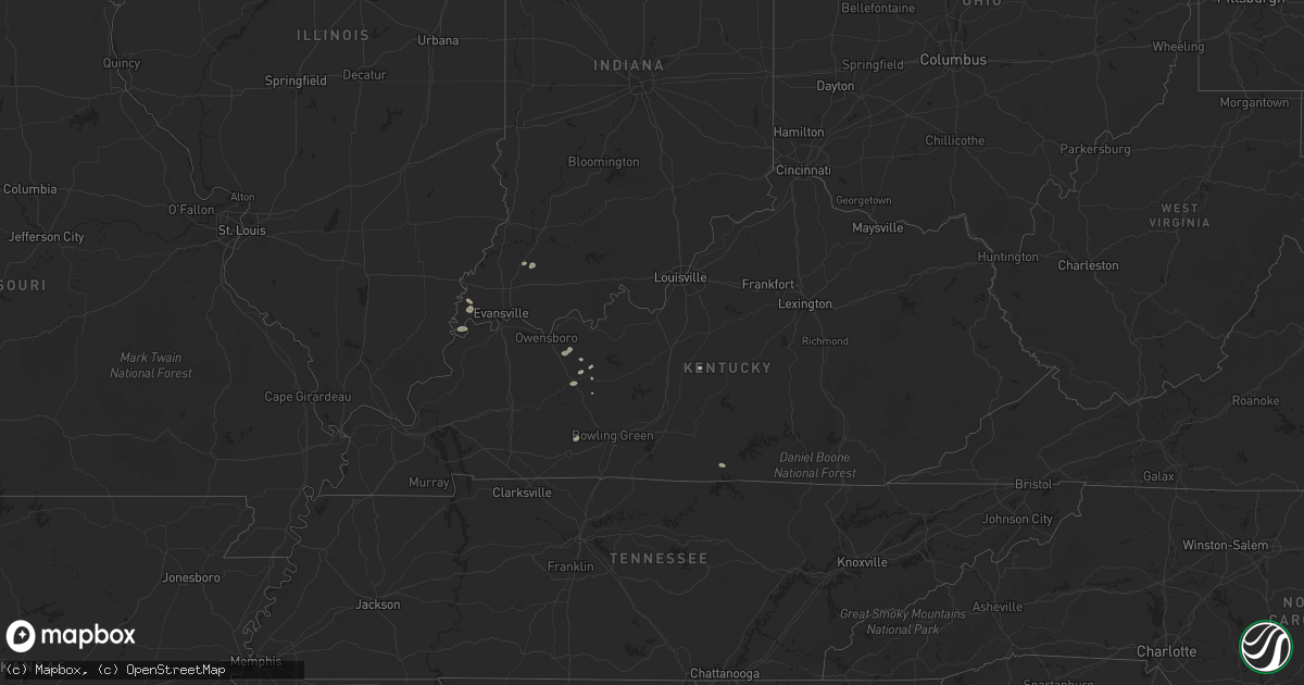 Hail map in Kentucky on July 19, 2025