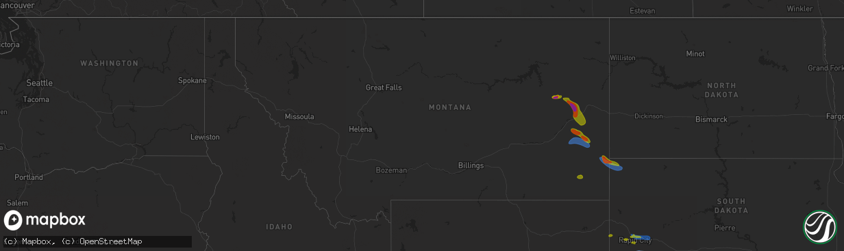 Hail map in Montana on July 19, 2025