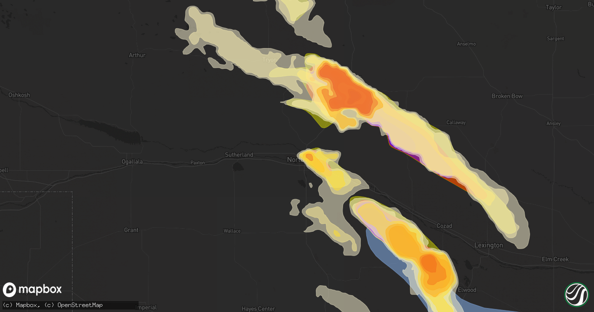 Hail map in North Platte, NE on July 19, 2025