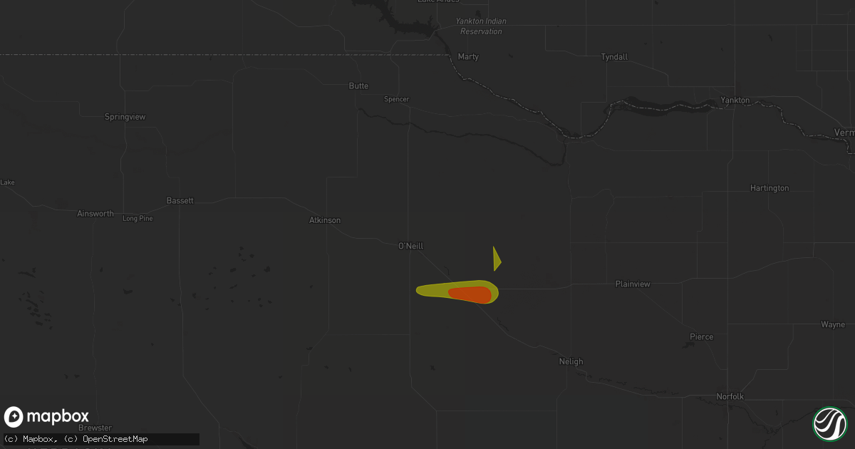 Hail map in Oneill, NE on July 19, 2025