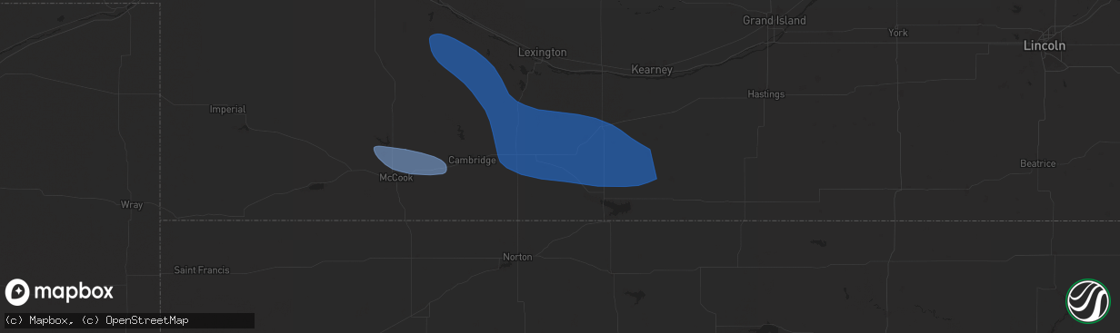 Hail map in Oxford, NE on July 19, 2025
