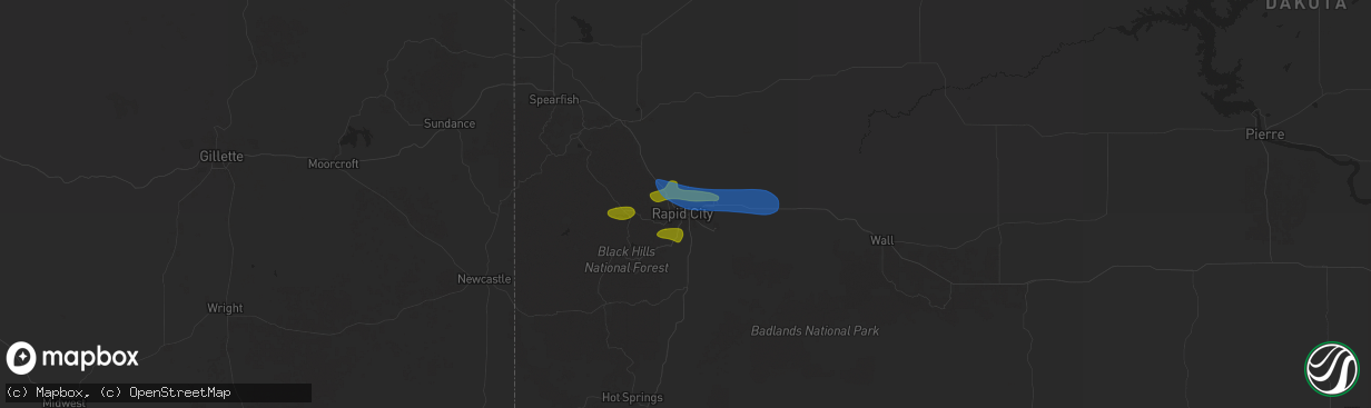 Hail map in Rapid City, SD on July 19, 2025