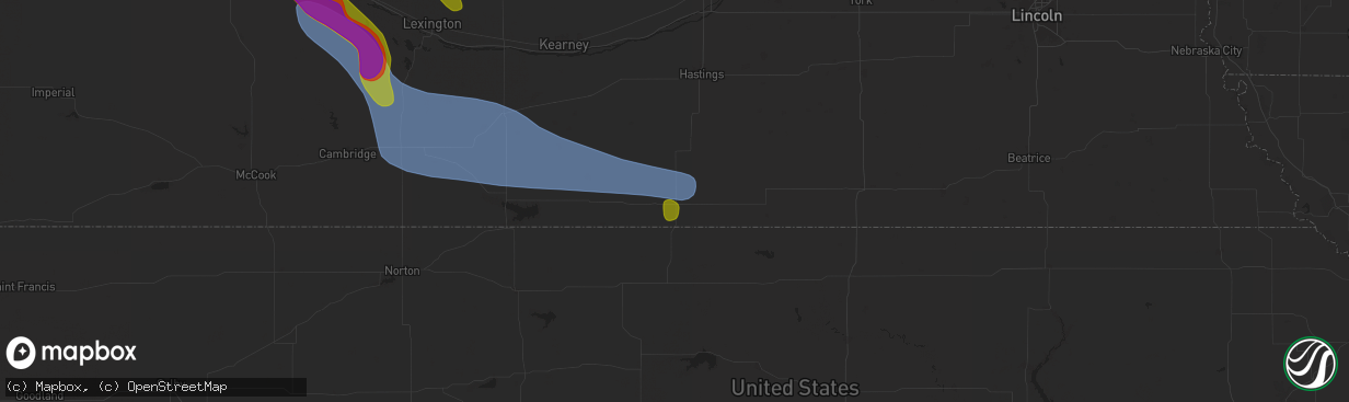 Hail map in Red Cloud, NE on July 19, 2025