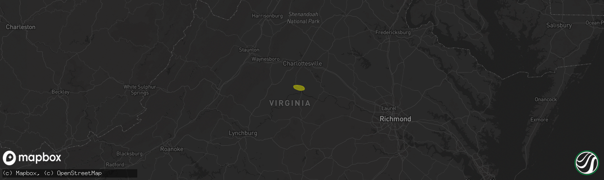 Hail map in Scottsville, VA on July 19, 2025