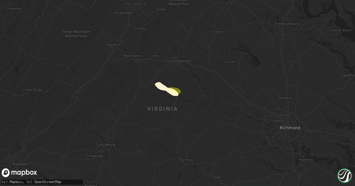 Hail map in Scottsville, VA on July 19, 2025