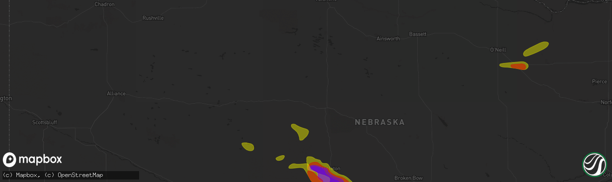 Hail map in Seneca, NE on July 19, 2025