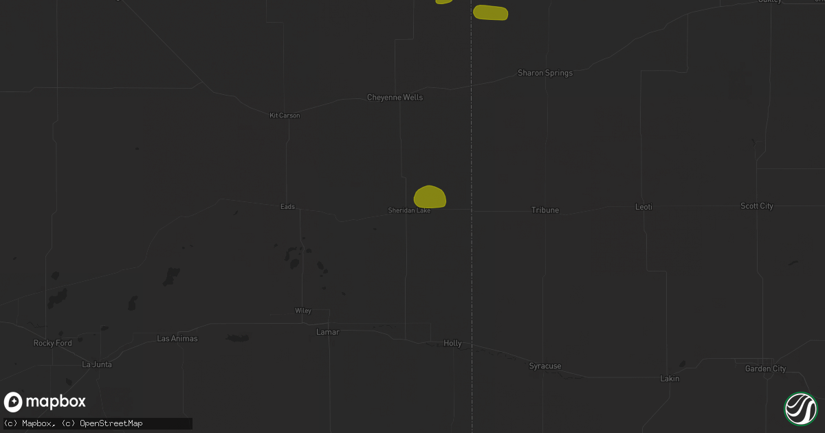 Hail map in Sheridan Lake, CO on July 19, 2025