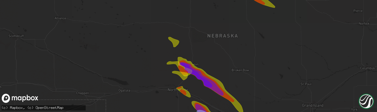 Hail map in Stapleton, NE on July 19, 2025