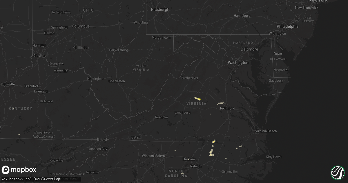 Hail map in Virginia on July 19, 2025