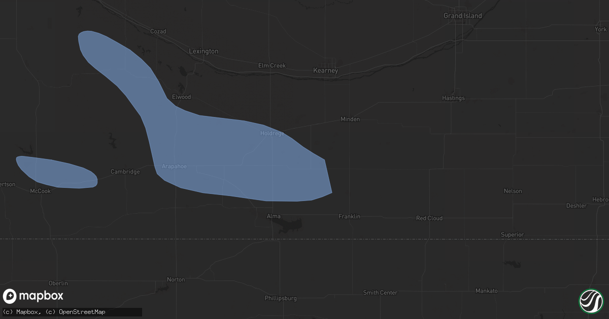 Hail map in Wilcox, NE on July 19, 2025