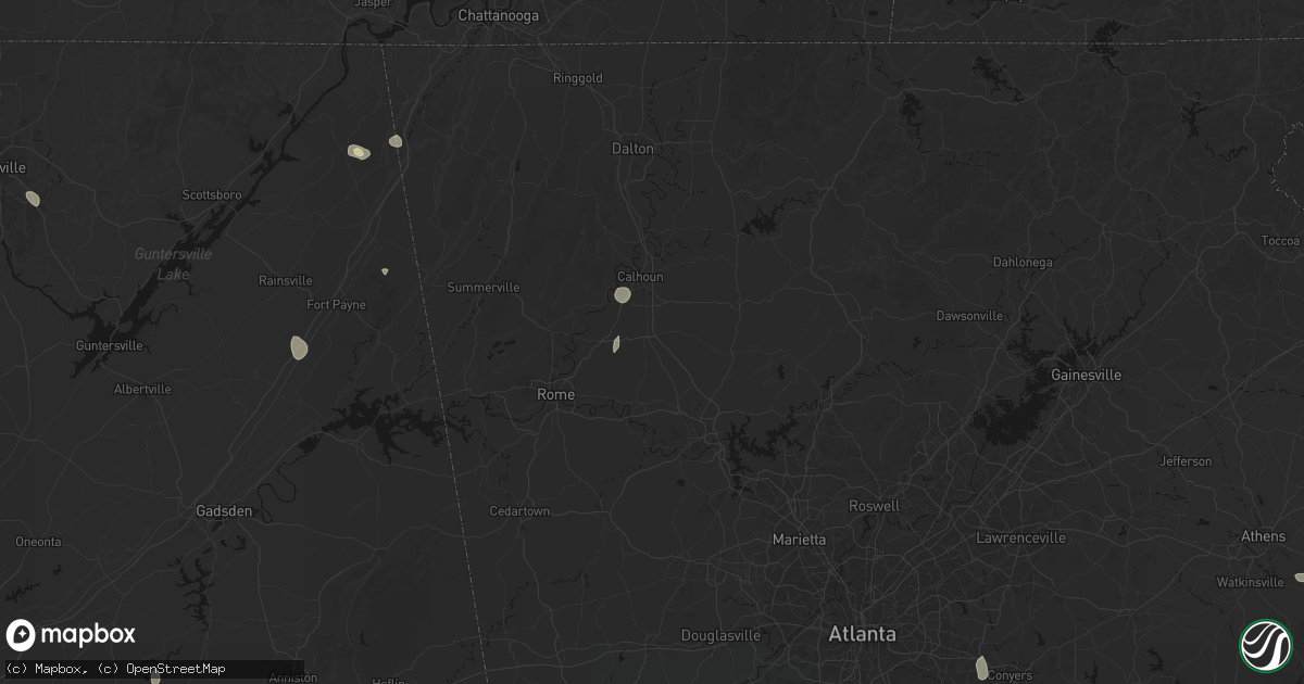 Hail map in Adairsville, GA on July 19, 2026
