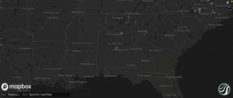 Hail map in Alabama on July 19, 2026
