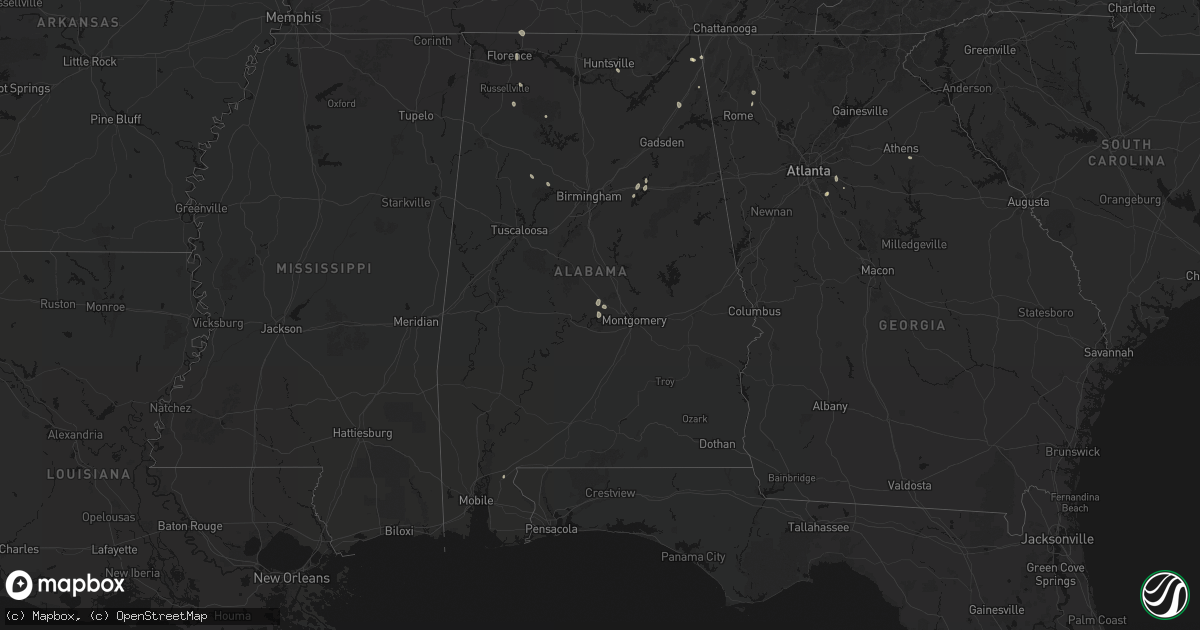 Hail map in Alabama on July 19, 2026