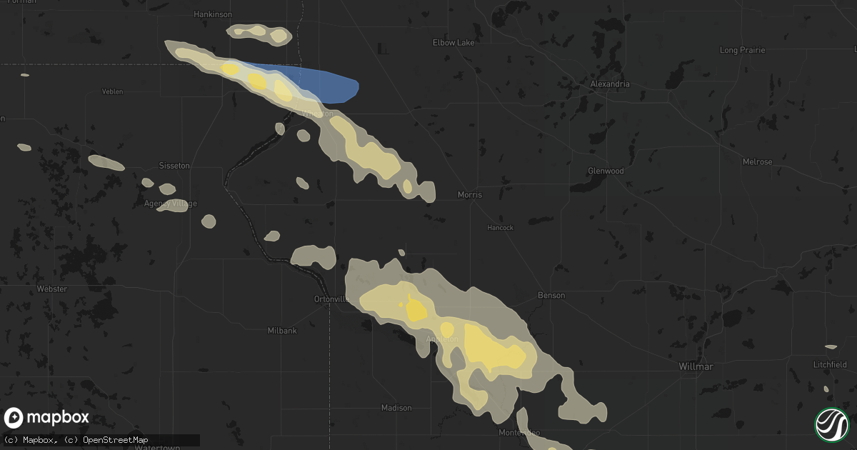 Hail map in Alberta, MN on July 19, 2026