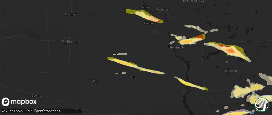 Hail map in Almont, ND on July 19, 2026
