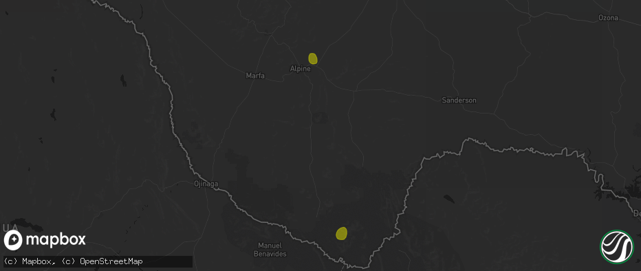 Hail map in Alpine, TX on July 19, 2026