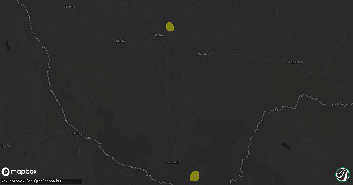 Hail map in Alpine, TX on July 19, 2026