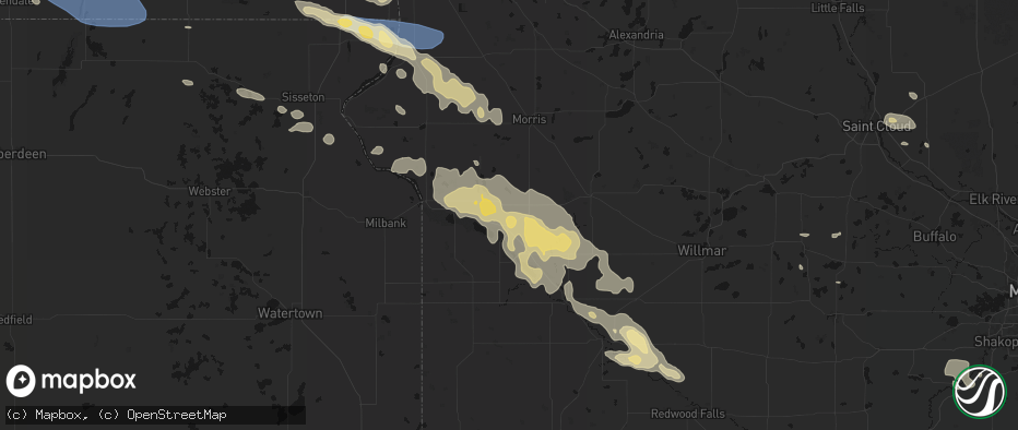 Hail map in Appleton, MN on July 19, 2026