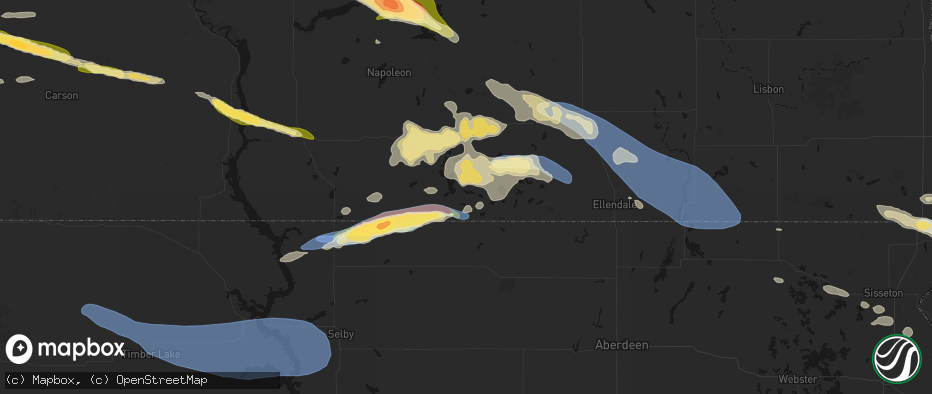 Hail map in Ashley, ND on July 19, 2026
