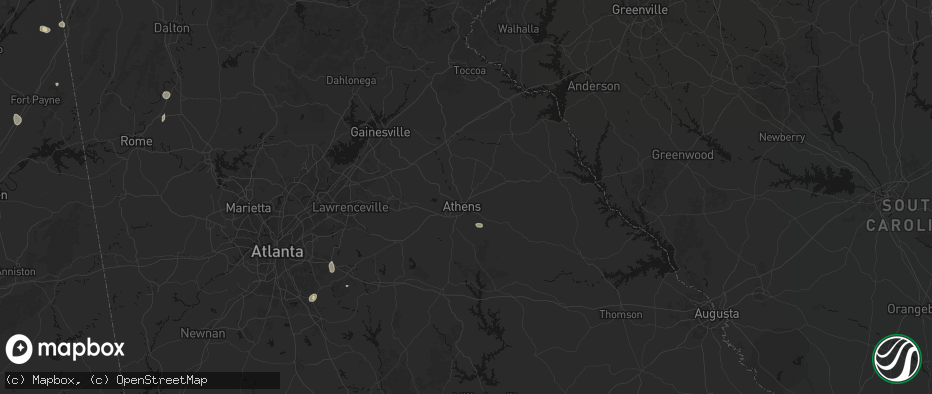 Hail map in Athens, GA on July 19, 2026