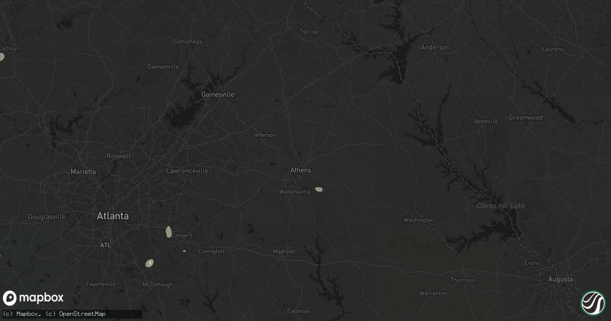 Hail map in Athens, GA on July 19, 2026