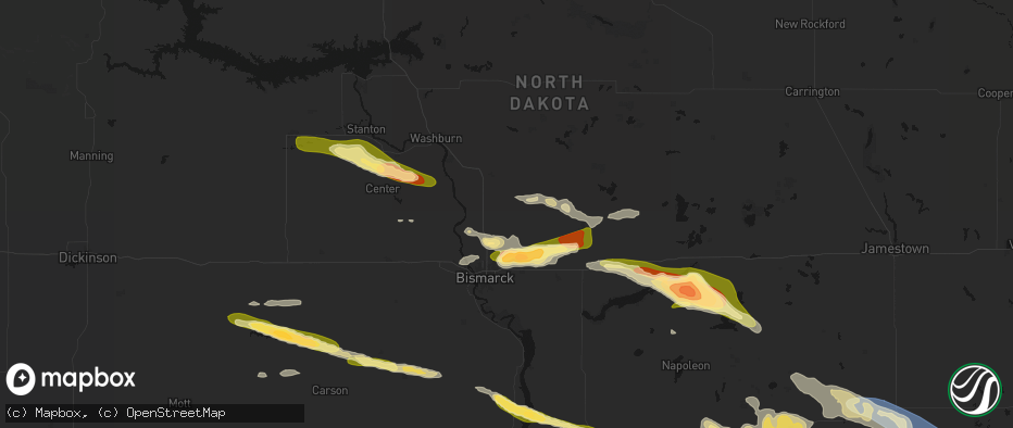 Hail map in Baldwin, ND on July 19, 2026