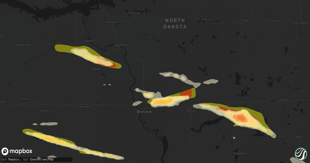 Hail map in Baldwin, ND on July 19, 2026
