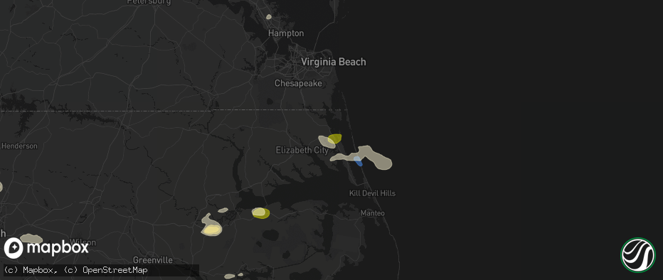 Hail map in Barco, NC on July 19, 2026