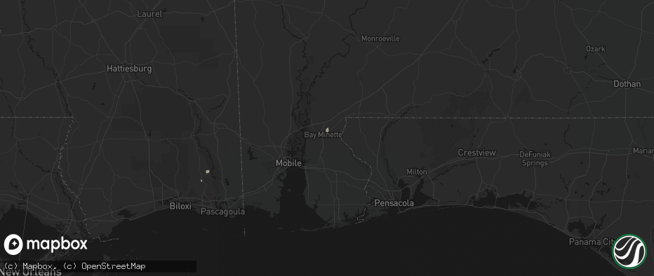 Hail map in Bay Minette, AL on July 19, 2026