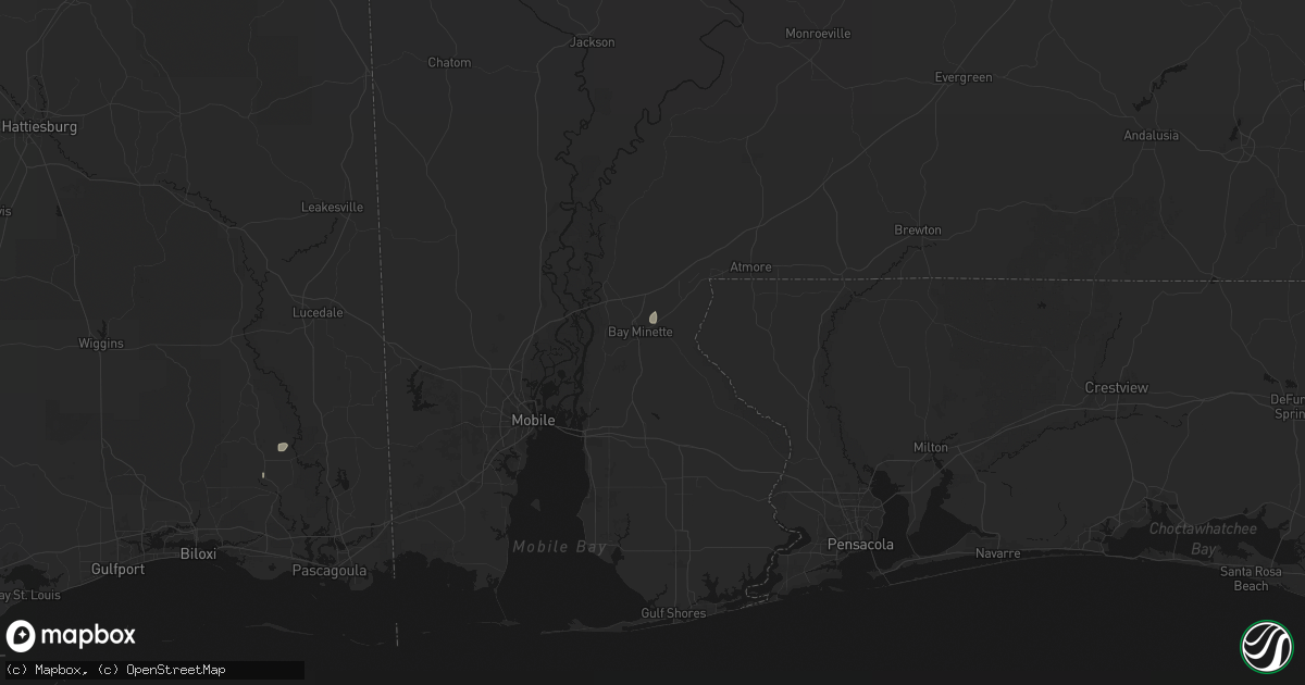 Hail map in Bay Minette, AL on July 19, 2026