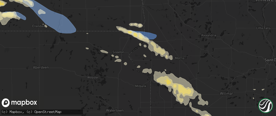 Hail map in Beardsley, MN on July 19, 2026